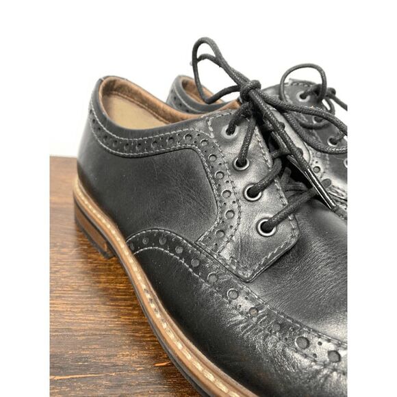 Bostonian Men's Derby Oxford Shoes Lace Up Almond Toe Black Leather Size 9M - Picture 2 of 9